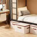 Storage Bins with Lids, Fabric Storage Boxes with Handles, Breathable Cotton Linen Clothes organizing Box for Wardrobe, Closet (2-middle)