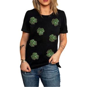 SELINK Womens Summer Short Sleeve Tops Halloween Sequin Pumpkin Printed T Shirts Casual Basic Graphic Tees (Black, XXL)