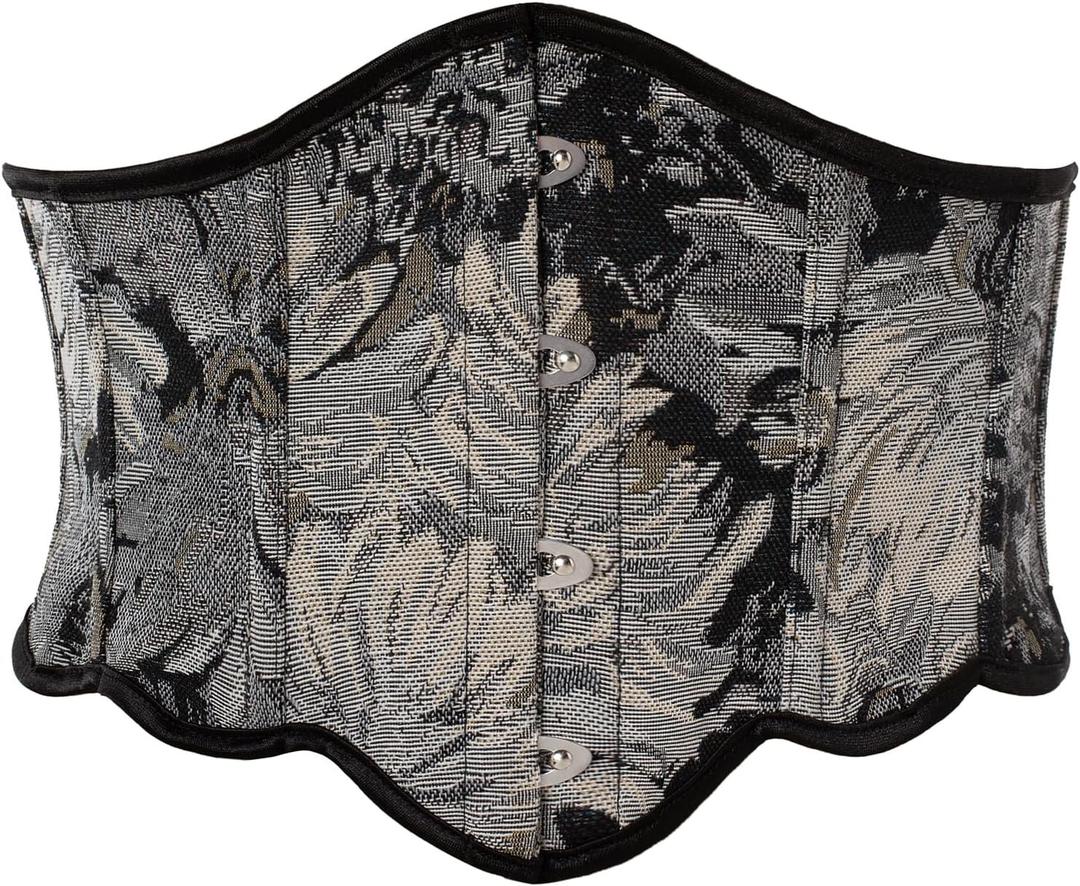 Scarlet Darkness Corset Belt for Women Vintage Renaissance Floral Underbust Corsets (10, Black White Floral)