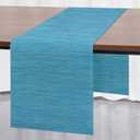 Myir JUN Table Runner, Vinyl Table Runner Indoor 72 Inch Long Arbitrarily Cropped Runner for Table Heatproof for Home Party (Blue, 12 x 72 inch)