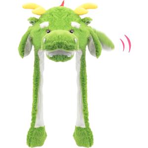 Animal Hat with Ears Moving Jumping Pop Up Beating Hat Plush Holiday Cosplay Dress Up Funny Gift for Kids