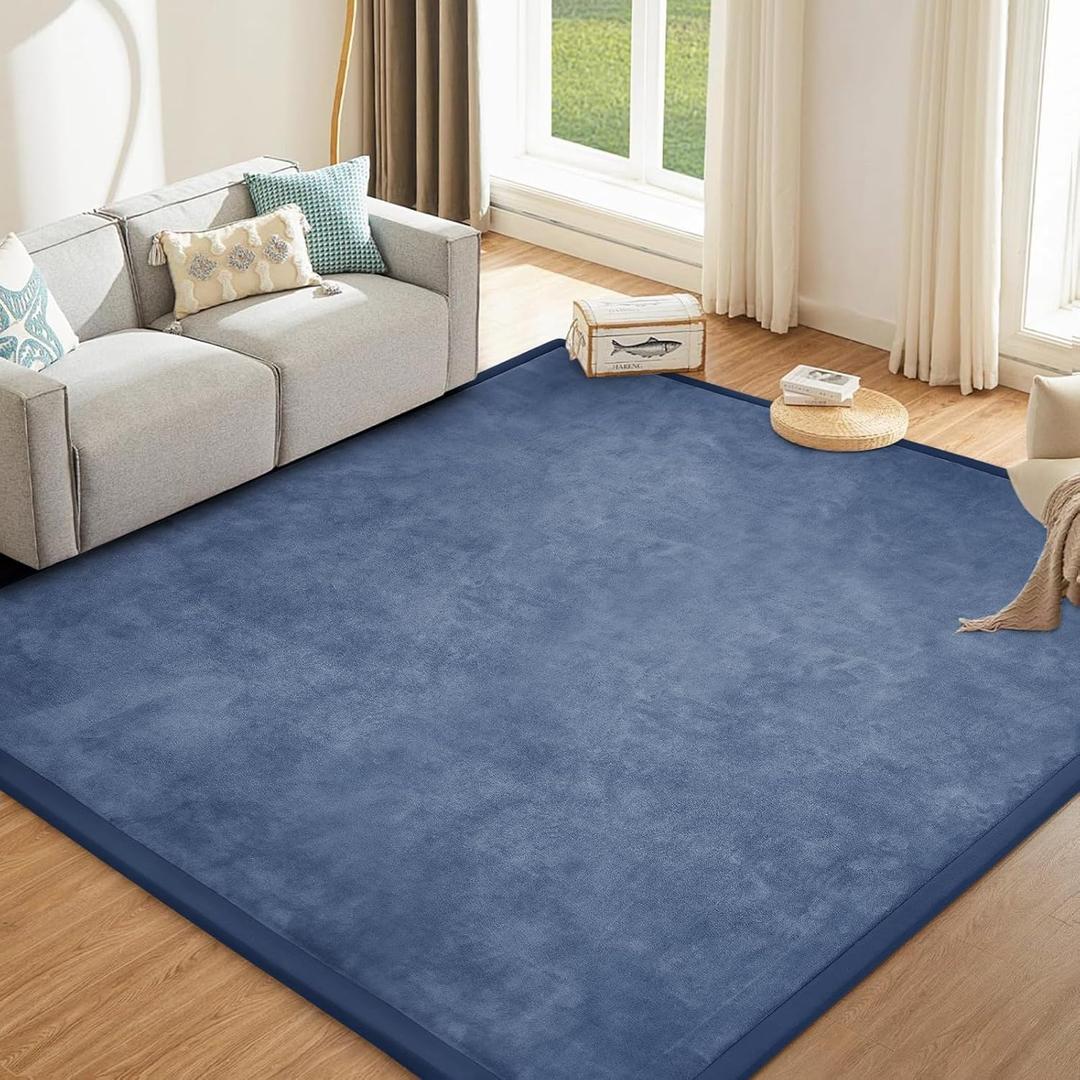 Baby Play Mat 1.2" Thick Memory Foam Nursery Rug Area Rug, 92 X 67 Yoga Mat Playmat Crawling Mat for Baby,Toddlers,Infants,Kids,Floor Mat Tatami Mat for Living Room with Non-Slip(Blue)