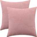 Jeneoo Decorative Dusty Rose Throw Pillow Covers Rustic Farmhouse Super Soft Square Chenille Comfy Solid Cushion Couch Cases for Sofa Bedroom Chair (Set of 2, 20 x 20 Inches)