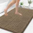 Smiry Luxury Chenille Bathroom Rugs 50x30, Extra Soft and Absorbent Shaggy Bath Mat, Machine Washable, Non-Slip Plush Carpet Runner for Tub, Shower, and Floor, Home Decor Accessories, Camel