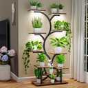 Plant Stand Indoor with Grow Lights - 10 Tiered Plant Shelf Indoor, 63" Lighted Corner Plant Shelves for Indoor Plants, Metal Tall Flower Holder, Plant Rack for Living Room, Patio,Balcony Decor