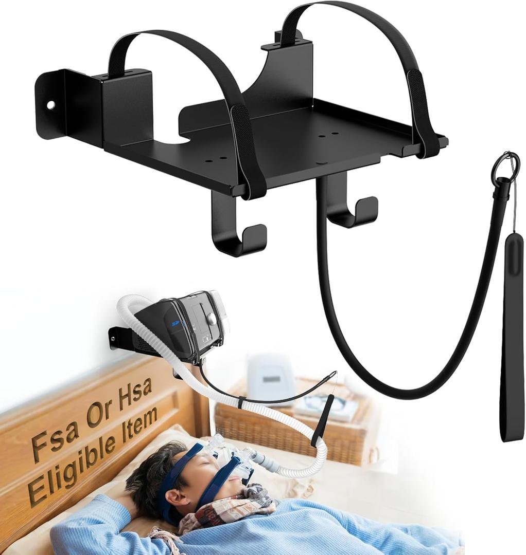 CPAP Wall Mount Shelf Compatible with ResMed AirSense 10 with Adjustable Angle CPAP Hose Holder and Hook for CPAP Tube & Mask [Avoid Hose Entanglement], CPAP Supplies Stand for Bedside Organization