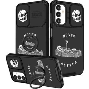 Goocrux for Samsung Galaxy A16 5G Phone Case - Women Girls Cute Phone Cover Girly Pretty Skull Skeleton Unique Cool Design Slide Camera Cover with Ring Stand Holder for Samsung A16 5G Case 6.7"
