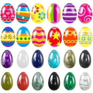 Holydeck 24 Pcs PreFilled Easter Eggs with Egg Stone Inside Easter Basket Stuffers Party Favor Gifts, Pack Of 2