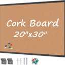 Cork Board Bulletin Board 20 x 30, Black Wood Framed Corkboard, Office Board for Wall Cork, Large Wall Mounted Notice Pin Board with 16 Push Pins for School, Home & Office