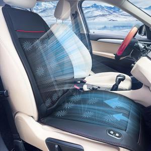 MAKEASY 2025 Upgraded Cooling Car Seat Cover Front Seat, 16 Fans Ventilated Cooling Car Seat Cushion for Car SUV Truck Universal Fit, Black-Red