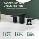 Hoimpro 8 Inch Widespread Waterfall Bathroom Sink Faucet, Square Two Handle Vanity Black Bathroom Faucet with cUPC Supply Hose, 3 Holes Faucet with Pop Up Drain, Stainless Steel, Matte Black