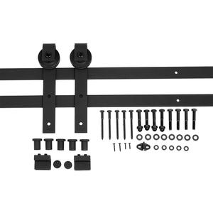 Amazon Basics J Shape Sliding Barn Door Hardware Kit, 6.6 Foot, Black