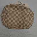 Checkered Lunch Bag for Women and Men, Insulated Corduroy Lunch Box with Handle and Pocket for Travel, Work, Picnics, Brown White Plaid
