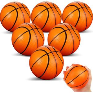 6 Pcs 5'' Mini Foam Basketballs for Kids Adults Orange Squeeze Stress Ball Safe Soft Replacement Pool Beach Basketball for Indoor Hoop Toddler Quiet Bouncy Sport Game