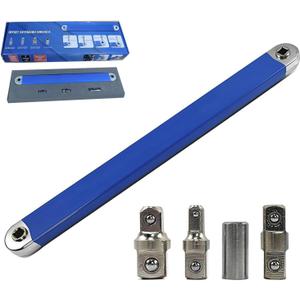 Offset Extension Wrench, 15.4" Offset Extension Wrench Extender Set 2025 New with 1/4",3/8",1/2" Square Drive Adapters and 1/4" Socket (Blue)