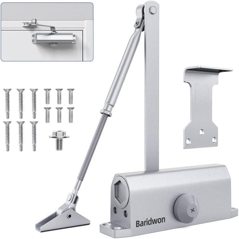 Door Closers Commercial, Heavy Duty Door Closer No Slam, Hydraulic Door Soft Closer with Hold Open, Self Closing Door Mechanism to Ensure Smooth and Secure Door Operations -Small Size