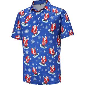 Golf Shirts for Men Dry Fit Short Sleeve Mens Golf Shirt Performance Moisture Wicking Polo Shirts Funny Golf Polo Shirts (Blue, S)