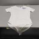 MANGOPOP Women's Round Neck Short Sleeve Bodysuit T Shirts Basic Body Suit Tops, White,X-Large