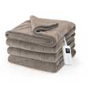 Sunbeam Electric Royal Luxe Microplush Heated Blanket, 12 Heat Settings, 12-Hour Auto Shut-Off, Fast Heating, Warm & Cozy, Machine Washable, Mushroom Color, Full (84" x 72")