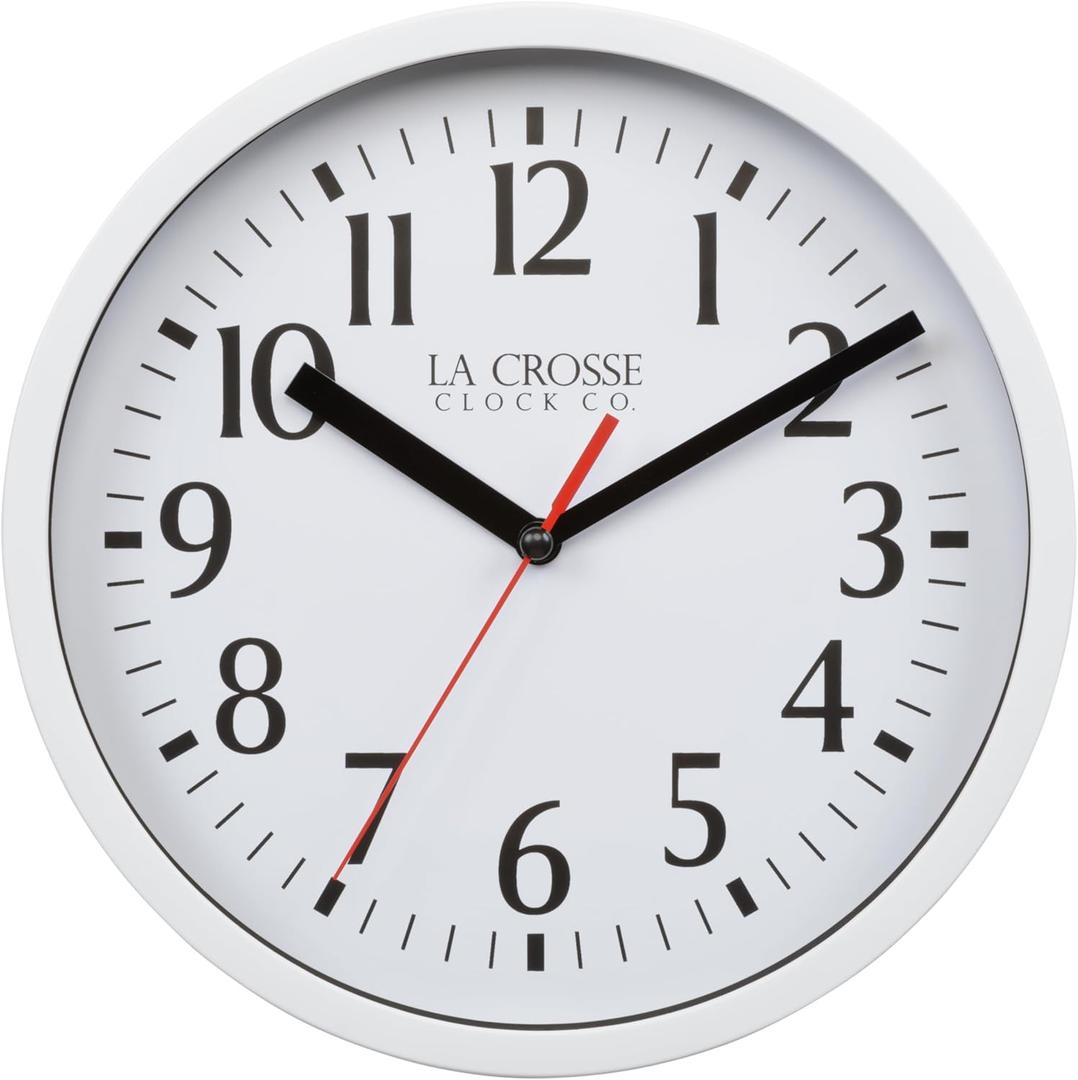 La Crosse 404-3020W 8-inch Basics Quartz Analog Wall Clock - White