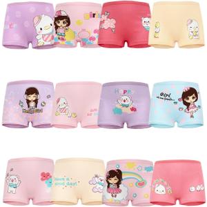 JackLoveBriefs Girls Cotton Underwear with 12 Packs Toddler Boyshort Panties (M)