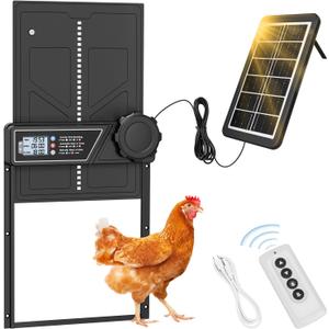 Automatic Chicken Coop Door Solar Powered, LCD Display Automatic Chicken Door with Timer, Aluminum Chicken Door with Remote Control