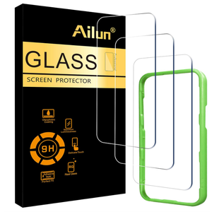 Ailun 2 Pack Screen Protector for iPhone 15 [6.1 inch] + 2 Pack Camera Lens Protector with Installation Frame,Case Friendly Tempered Glass Film,[9H Hardness] - HD