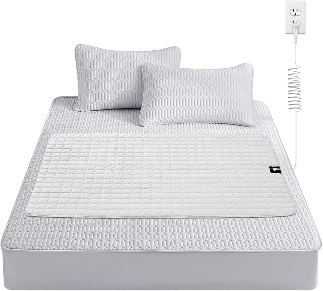 Grounding Mat for Bed, 35"x50" Silver Fiber Earthing Sheet with Grounding Cord, for Better Sleep, Pain Relief & Stress Reduction, Includes Outlet Tester