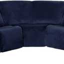 MINGPINHUIUS 7 Piece Velvet Sectional Sofa Covers Recliner Sofa Cover New Elastic Sofa Slipcover Soft Wear-Resistant Sectional Couch Cover for Kids, Dogs, Pets (Navy Blue) (5 Seat)