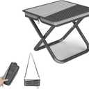 Portable Ultralight Travel Stool Camping Chair Fishing Stool - Gray Carbon Steel and Keychain, Handbag Style Pocket Foldable (Medium, Grey)