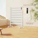 Towel Warmer Rack with Timer and Temperature Control, 8 Bars, Freestanding, Electric Heated, Overheat Protection (White)