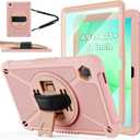 ZtotopCases for Samsung Galaxy Tab A11+ Plus/A9+ 11-Inch 2025/2023, Shockproof Hard Duty Case with Screen Protector+360 Rotating Hand Strap&Stand+Shoulder Strap for Tab A11+/A9 Plus Tablet, Pink