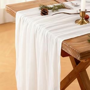 White Cheesecloth Table Runner, 120 Inch 10 FT Boho Rustic Cheesecloth Gauze, Cheese Cloth Runner for Wedding Spring Easter Baby Bridal Shower Party Decoration