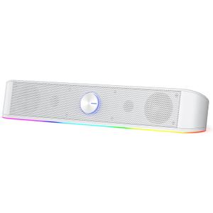 Redragon GS560 RGB Desktop Soundbar, 2.0 Channel Computer Speaker with Dynamic Lighting Bar Audio-Light Sync/Display, Touch-Control Backlit with Volume Knob, USB Powered w/ 3.5mm Cable, White Redragon GS560 RGB Desktop Soundbar, 2.0 Channel Computer Speaker with Dynamic Lighting Bar Audio-Light Sync/Display, Touch-Control Backlit with Volume Knob, USB Powered w/ 3.5mm Cable, White