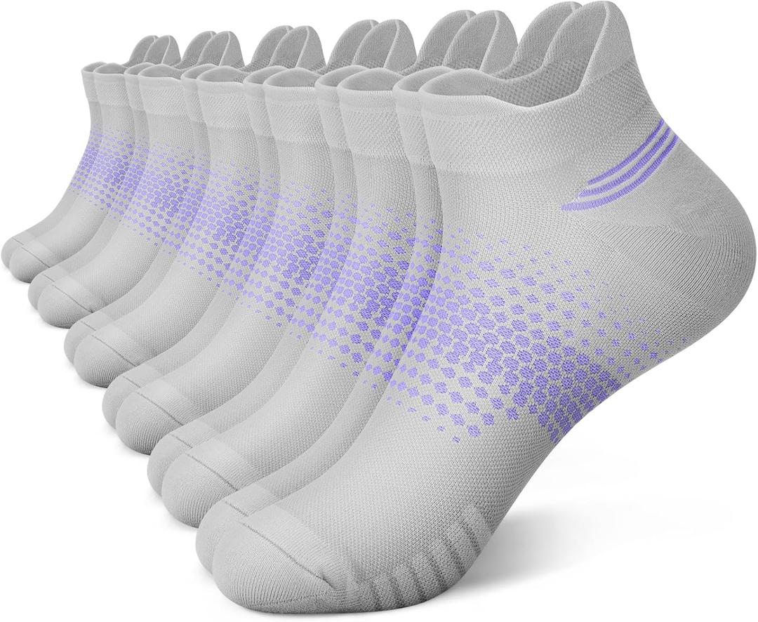 PAPLUS Ankle Compression Socks for Women 6 Pairs, Running Socks with Heel Tab, Cushioned Low Cut Athletic Socks (Large-X-Large)