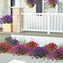 SJL Artificial Flowers for Outdoors Faux Spring Petunias Flowers Fake Greenery Stems Plant UV Resistant Artificial Outdoor Plants for Front Door Home Garden Balcony Patio Decoration(Fuchsia)