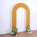 Tableclothsfactory 8ft Gold Spandex Fitted Open Arch Backdrop Cover, Double-Sided U-Shaped Wedding Arch Slipcover