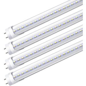 LightingWill LED T8 Light Tube 4FT, Daylight White 5000K, Dual-End Powered Ballast Bypass, 2000Lumen 18W (40W Equivalent Fluorescent Bulb Replacement), Clear Cover, AC85-265V Lighting Fixture, 4 Pack