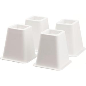 HOME IT 5 to 6-inch Super Quality Black Bed Risers - Helps You Storage Under The Bed - 4-Pack (White) (Square)