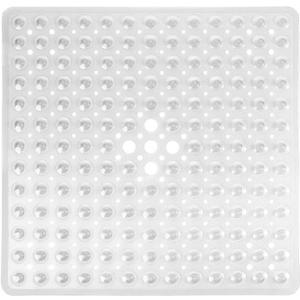 Yimobra Shower Stall Mat Non Slip, 21x21 Inch, Soft Square Bath Mat for Shower with Suction Cups and Drain Holes, Stall Floor Mats for Bathroom, Machine Washable, Bathroom Accessories, Clear