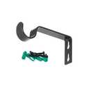 Ivilon Fixed Brackets for Curtain Rods - for 7/8 or 1 Inch Rods. Set of 2 - Black