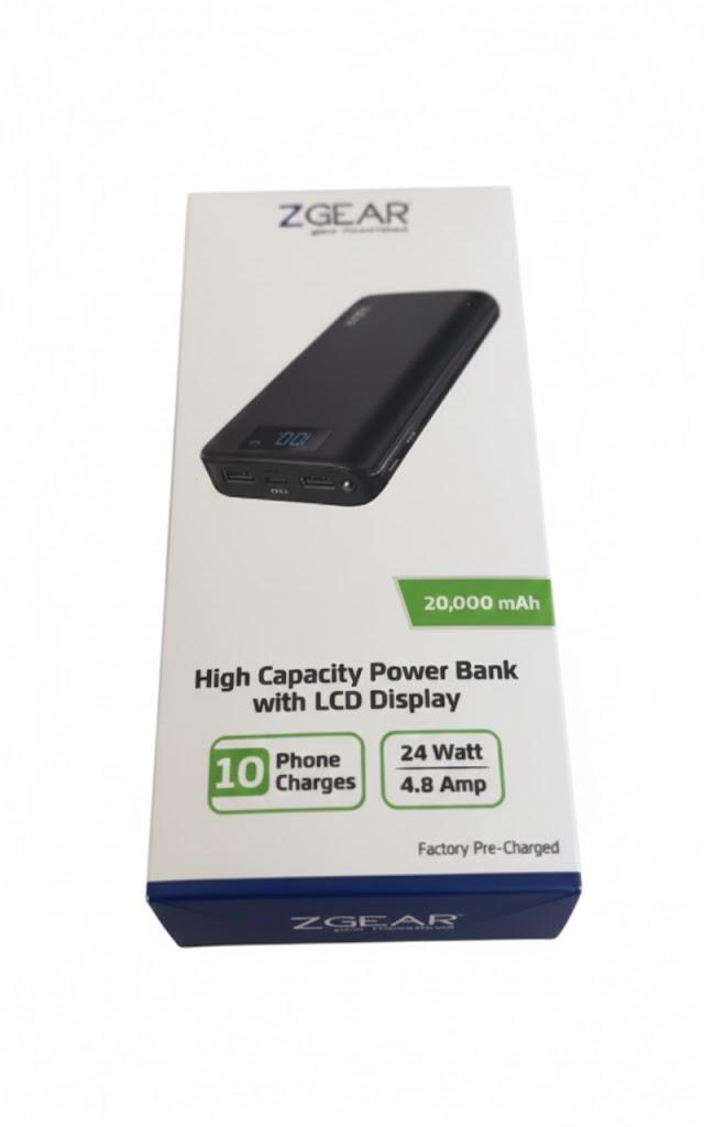 ZGEAR 20,000 mAh High Capacity Power Bank With LCD Display