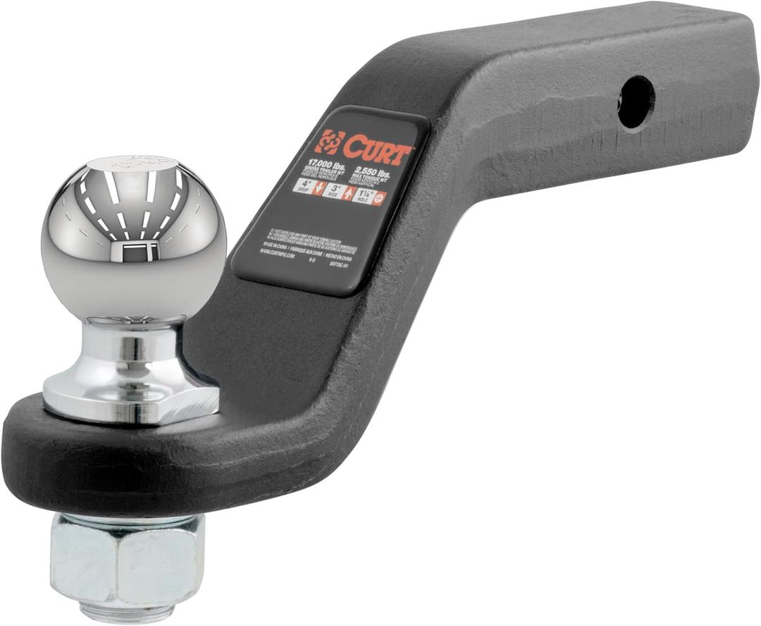 CURT 45332 Forged Steel Trailer Hitch Mount with 2-5/16-Inch Ball, Fits 2-Inch Receiver, 15,000 lbs, 4-Inch Drop