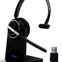 PrancyBt Wireless Headset, Bluetooth Headset with AI Noise Cancelling Mic, Bluetooth V5.2 Headphones with USB Dongle, Charging Base & Mic Mute for PC/Cell Phones/Call Center