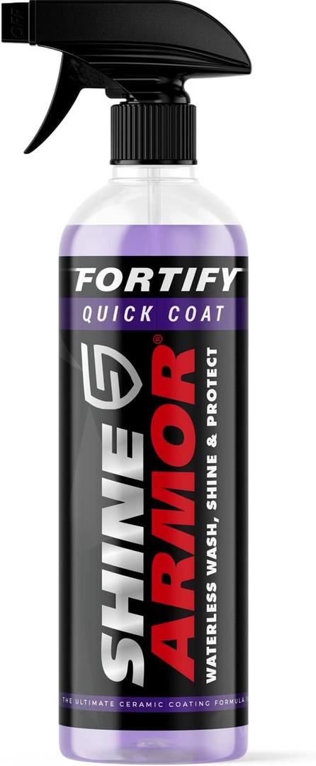 Car Wax Spray and Ceramic Coating for Cars - 3 in One Waterless Car Wash and Detailing for Maximum Shine - High Gloss Top Coat, Protective Auto Wax - 16FlOz by Shine Armor
