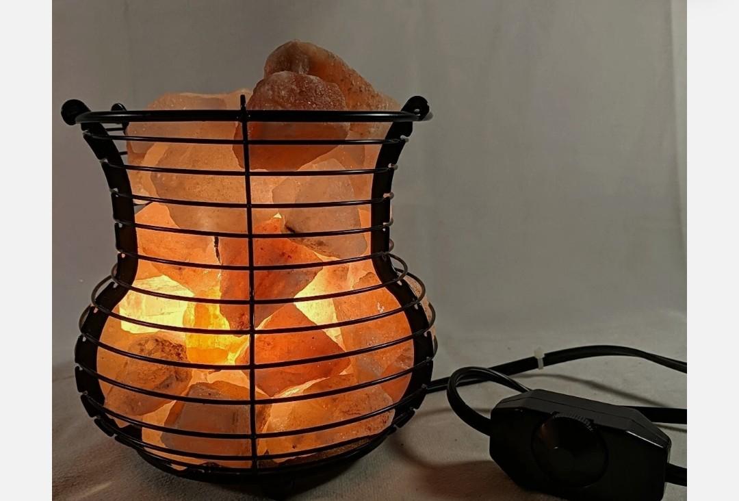 Basket Salt Lamp With Salt Chunks