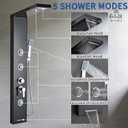 6 in1 Multi-Function Shower Panel Tower System-Brushed Black | 304 stainless steel Shower Panel Column Tower with Powerful Body Massage, Rainfall, Waterfall,Handheld and Tub Spout