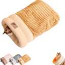 ZHUANXUA Cat Sleeping Bag Bed, Winter Soft Plush Sack Self Warming Cave Bed for Indoor Cats, Hideaways Pet Snuggle Sack for Kitten Puppy (Brown, L-21"x18")