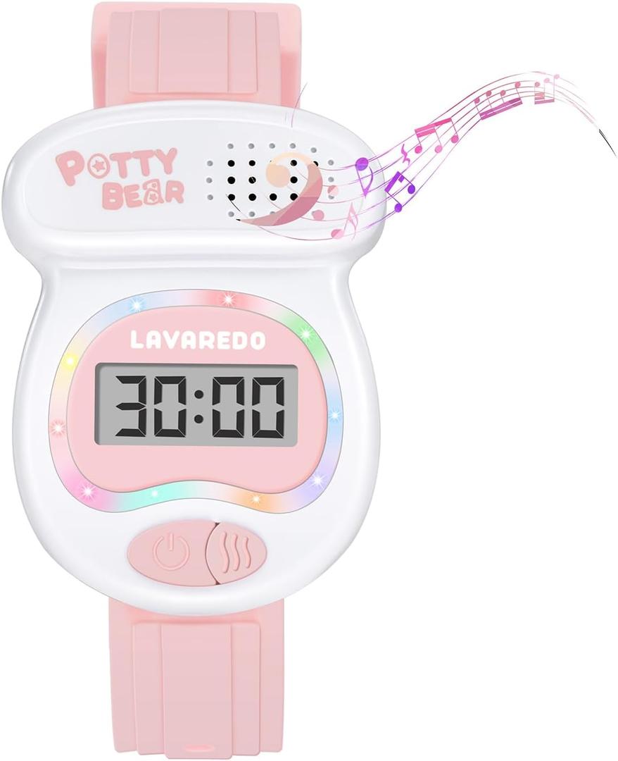 Kids Watch Potty Training Watches for Boys and Girls, Potty Timer Toilet Shape and LED Colorful Lights, Music Reminds Kids It's Time to Go to The Bathroom, Fun Gift for Moms and Toddlers (02-pink)