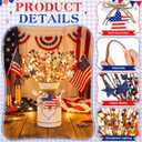 Tioncy 2 Sets 4th of July Patriotic Table Centerpieces Lighted Artificial Memorial Day Red White Blue Berry Stems Flag Star with Metal Vase Light Rustic 250th Anniversary Decor for Home Dining Table